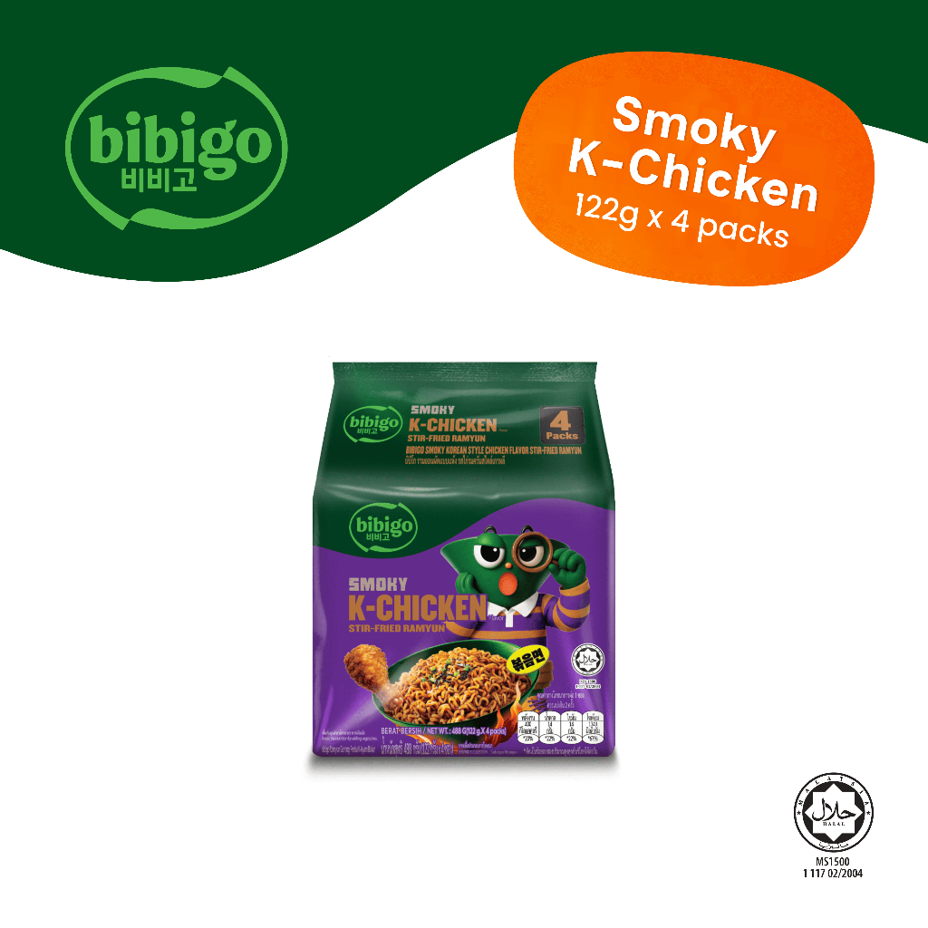 bibigo Smoky K-Chicken Stir-fried Korea Ramyun 122g x 4 pack (EXP: 13/Oct/2026)