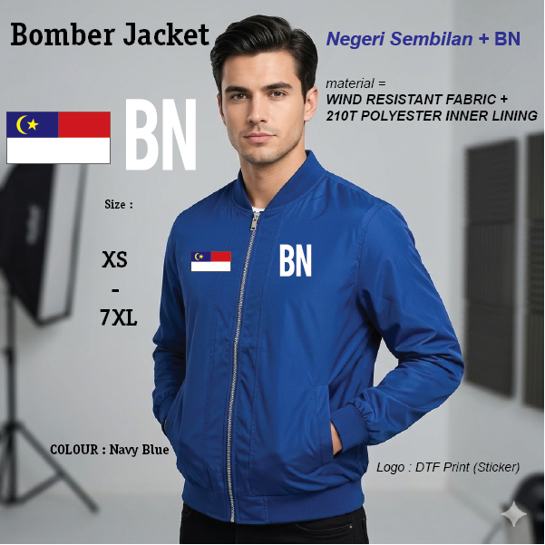 MELAKA BN Bomber Jacket BN Barisan Nasional Jaket PRN Pilihan Raya Malaysia