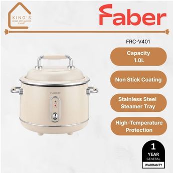 Faber 1.0L Vintage Rice Cooker FRC-V401 / Ceramic Non-Stick Coating / Periuk Nasi