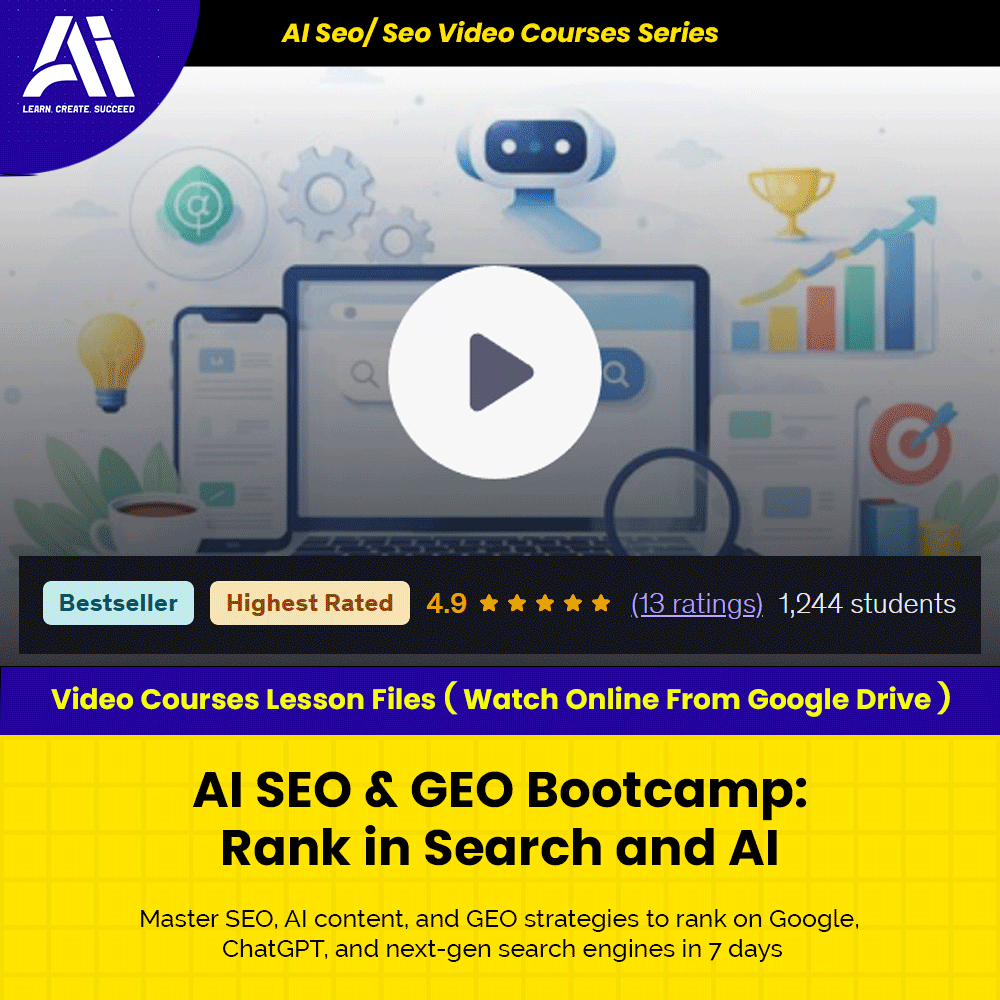 Ai Seo/ Seo Video Course - AI SEO & GEO Bootcamp Rank in Search and AI | Learn Seo | Seo Video Lesson
