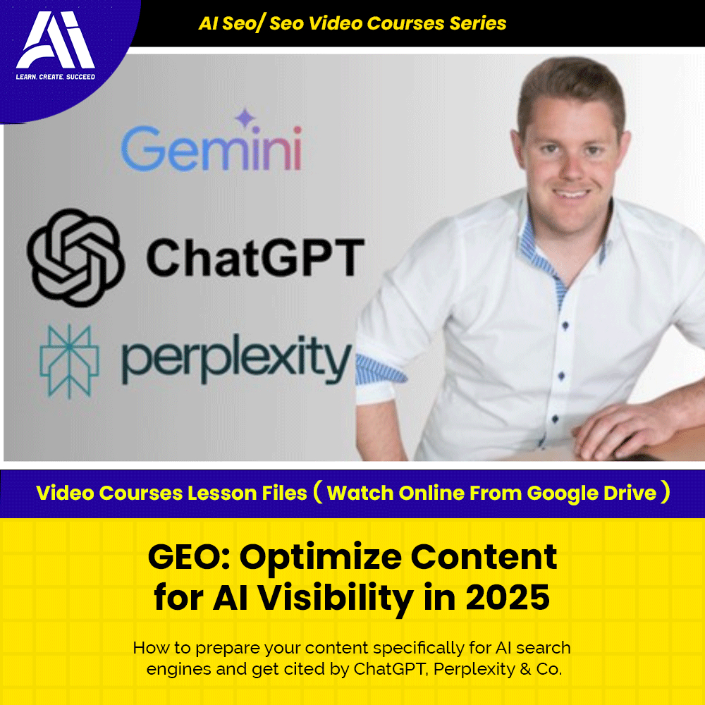 Ai Seo/ Seo Video Course - GEO Optimize Content for AI Visibility in 2025 | Learn Seo | Seo Video Lesson
