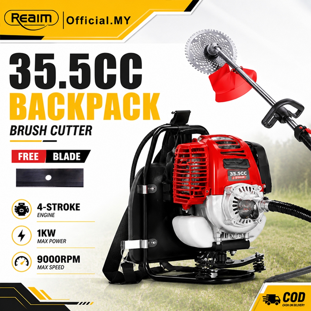 REAIM 2/4 Stroke Mesin Potong Rumput Heavy Duty Grass Cutter Machine Lawn Mower Backpack