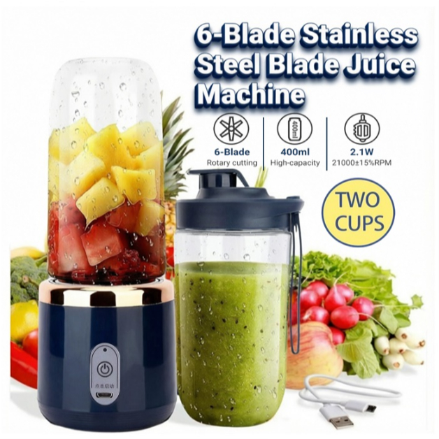 [READY STOCK] Portable Electric Juicer Blender 400ML USB Rechargeable Mini Smoothie Mixer Mesin Pengisar Buah Juice