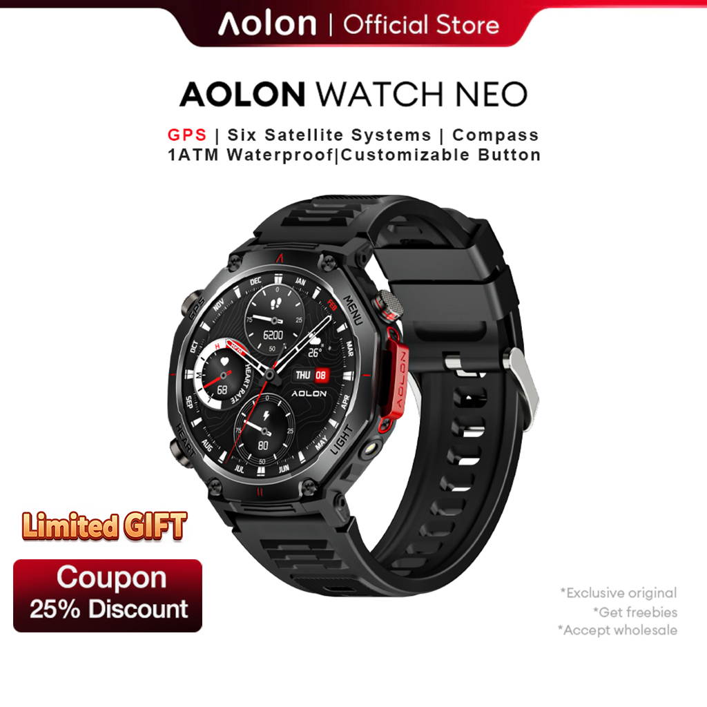 Aolon NEO GPS Smart Watch l Outdoor Sports l 1ATM IP68 l 1.43' HD Display l Compass l Health Monitoring Smartwatch Men