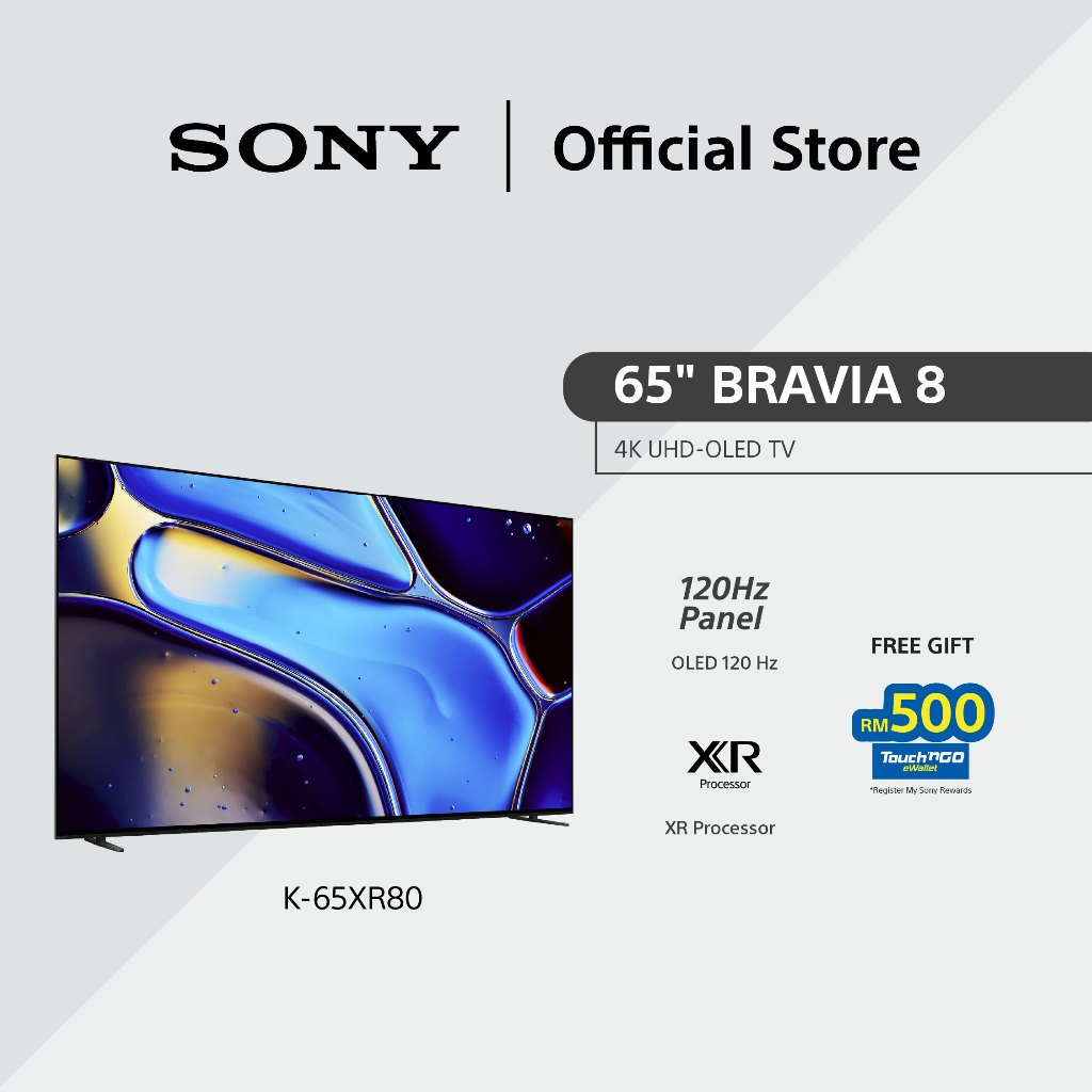 Sony 65" BRAVIA 8 | XR Processor | OLED | 4K Ultra HD | 120Hz | Smart TV (Google TV) | 65XR80