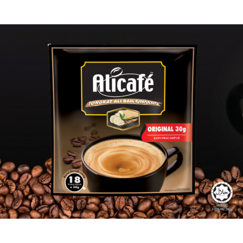 Alicafé Tongkat Ali and Ginseng Original 3-in-1 Instant Coffee 18 Sachets x 30g