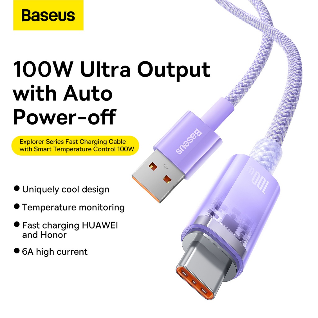 Baseus Explorer 100W Auto Power-Off Fast USB-C Cable