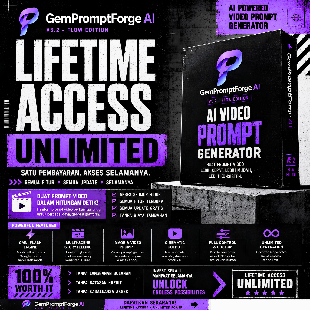 Mega Prompt Video AI Generator Lifetime Unlimited | Creat UGC Affliate and Any Video AI Prompt