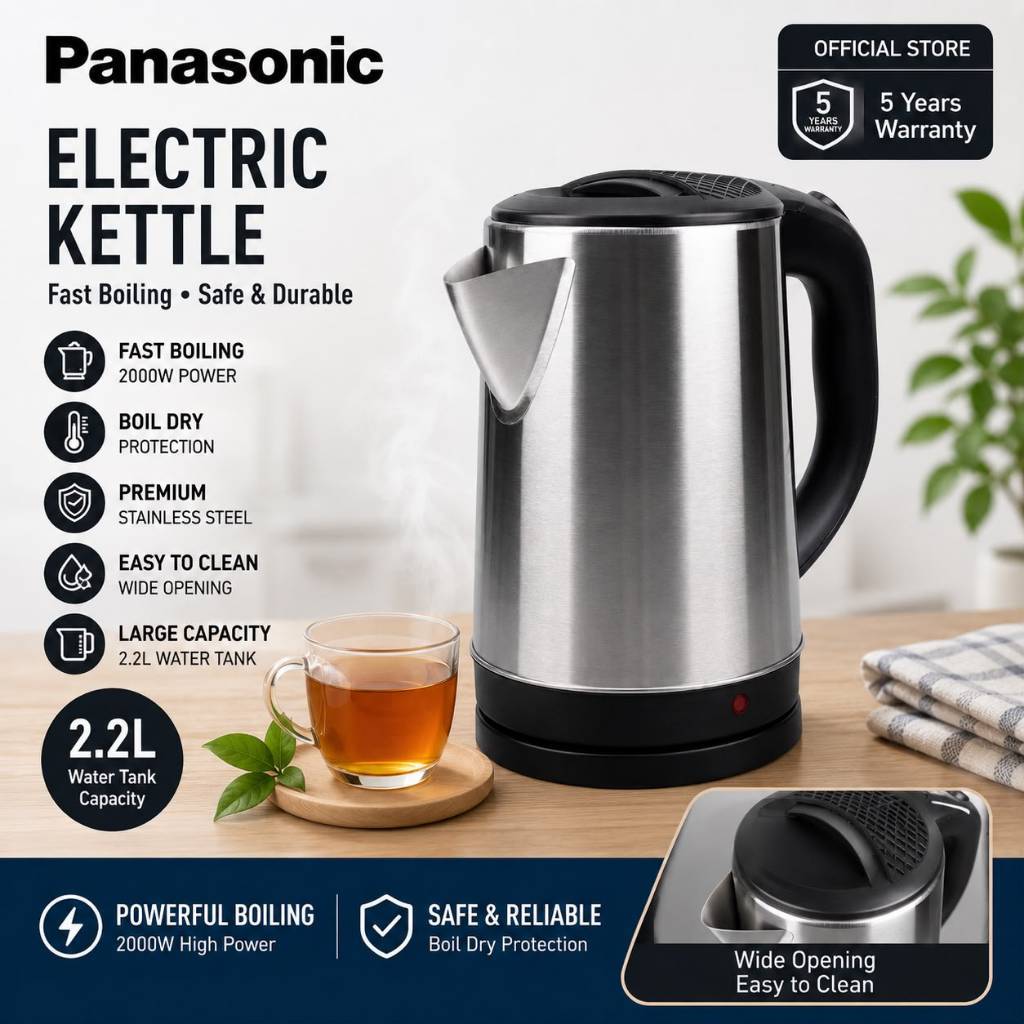 Kettle Stainless Steel Electric Kettle Jug Hot Water Boiler Cerek Electric 2000W 2.3L