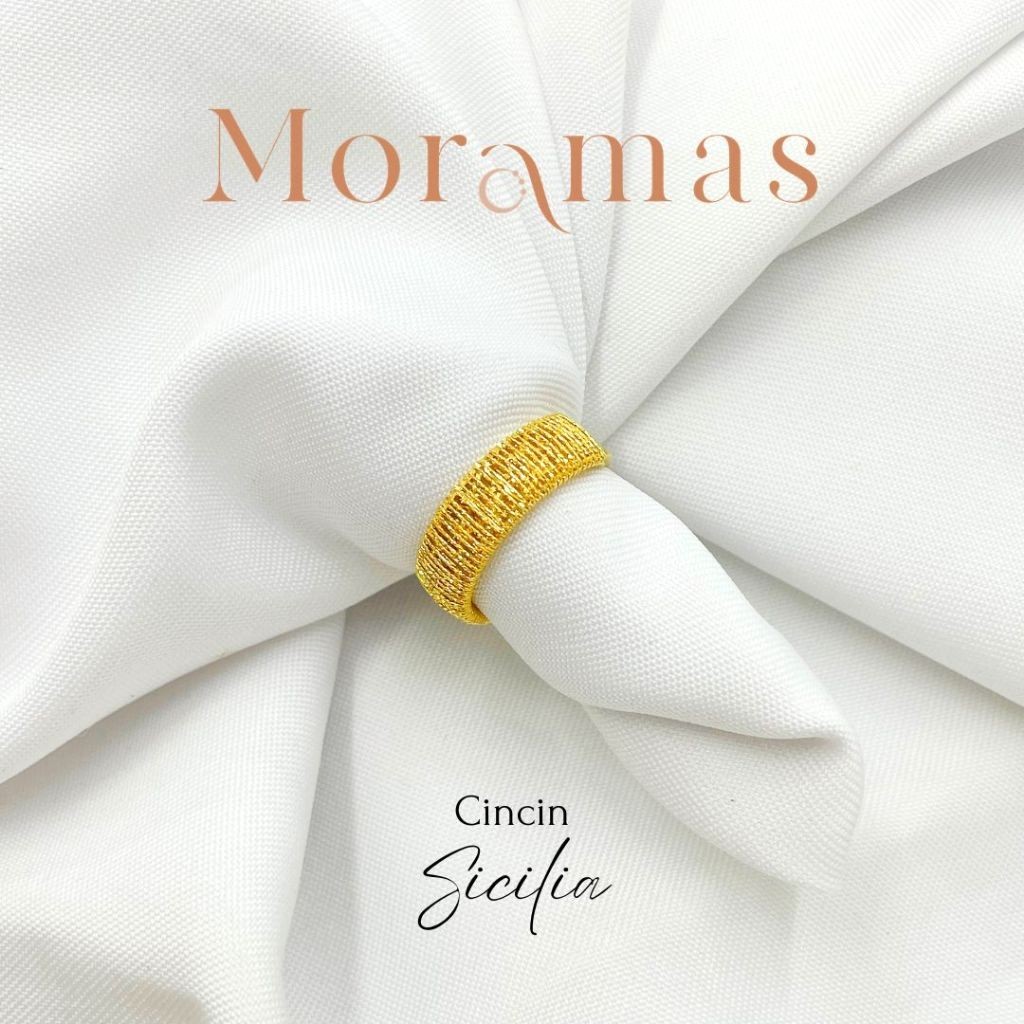 Moramas SICILIA Ring 916 Gold/Cincin SICILIA Emas 916/西西里碎钻切戒子916金