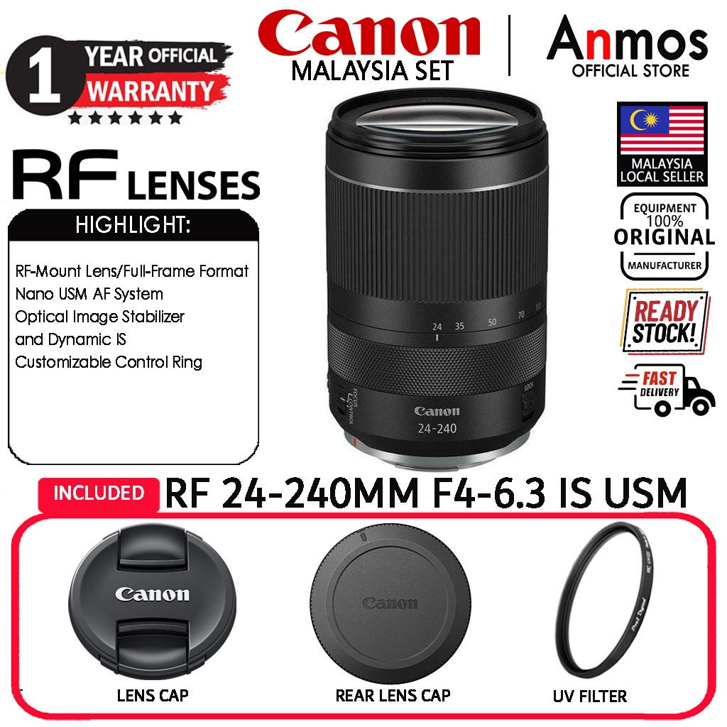 CANON RF 24-240MM F/4-6.3 IS USM LENS ( CANON MALAYSIA 1 YEAR WARRANTY )