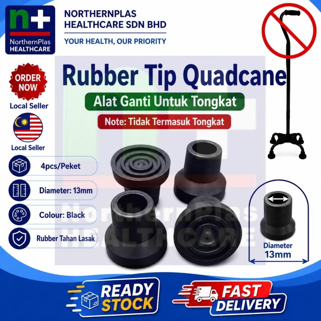 Rubber Tip/Rubber Tips for Quadcane Tongkat Empat Kaki 4pcs/Foam Cushion Hangrip Quadcane 1pc/Alat ganti untuk tongkat