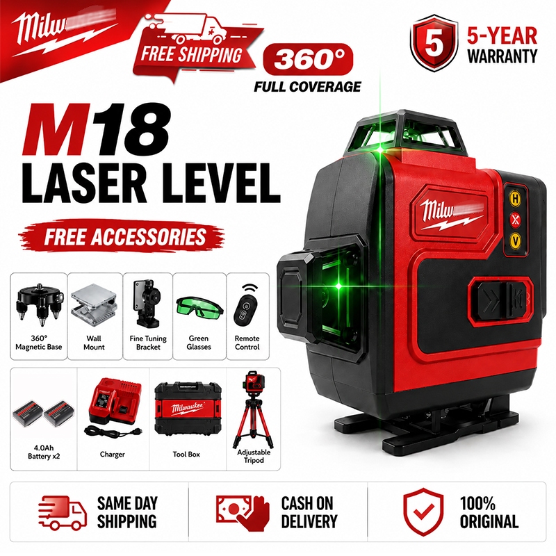 【Shipping Fee Subsidy】Milw-16 Line Laser Level 360° high precision automatic leveling instrument set with Tripod