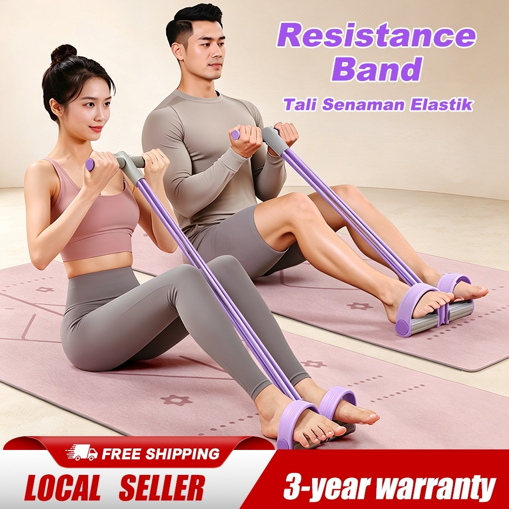 6 Tube Pedal Resistance Band – Sit-Up Pull Rope for Abs, Yoga & Pilates | Tali Senaman 6 Tiub Elastik 脚蹬拉力器