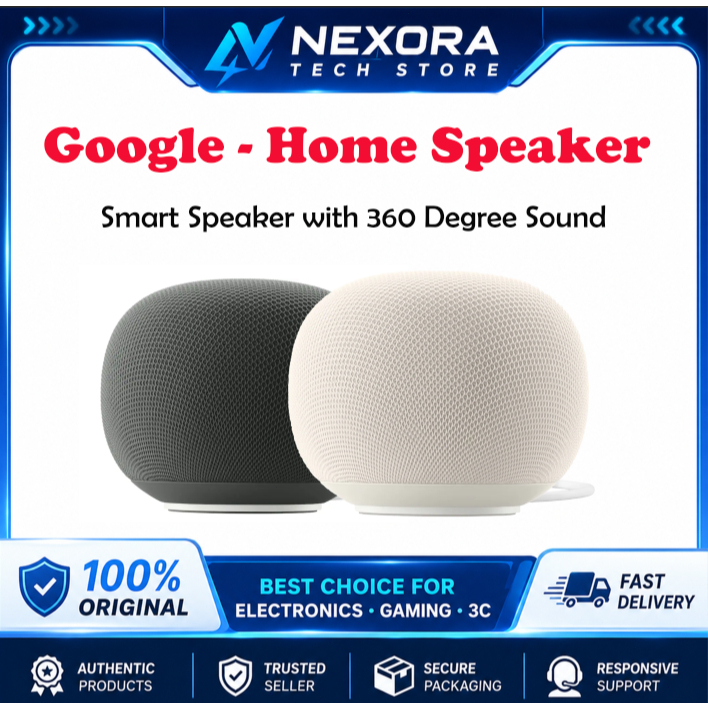 Google Home Speaker - Smart Speaker with 360 Degree Sound and Gemini For Home Voice Assistant
