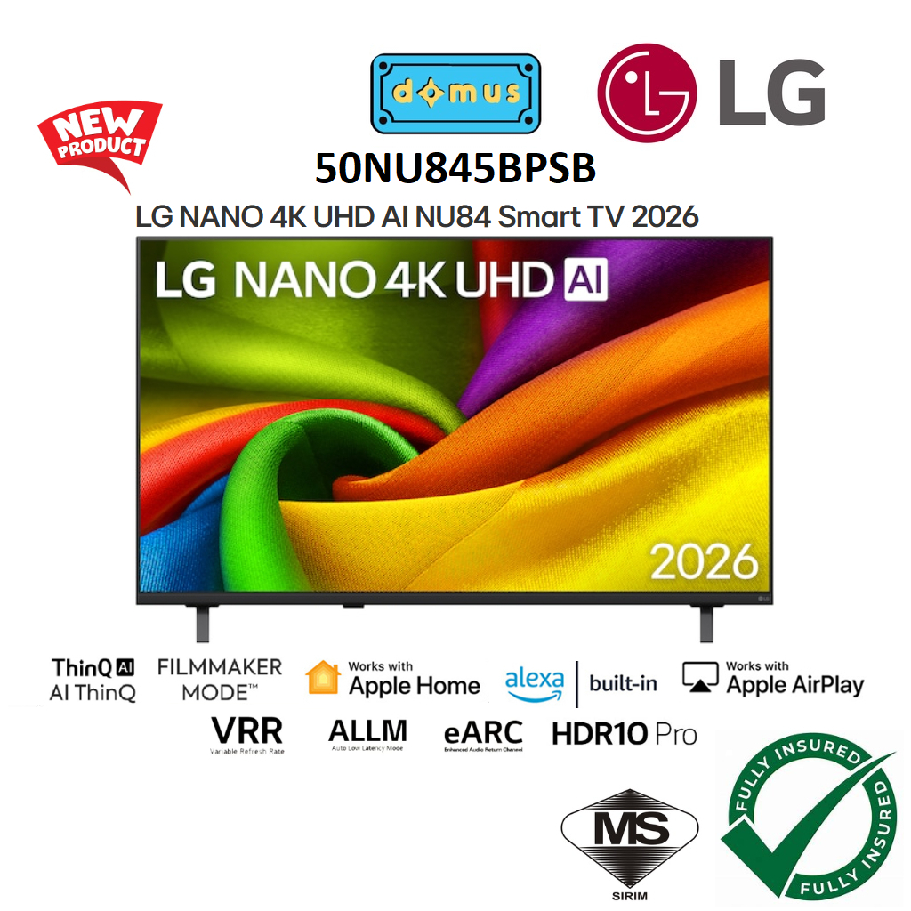 2026 50 Inch LG NANO 4K UHD AI NU84 Smart TV 50" Smart TV Murah Television 电视机 電視機 50NU845BPSB Replace 50UA7350PSB