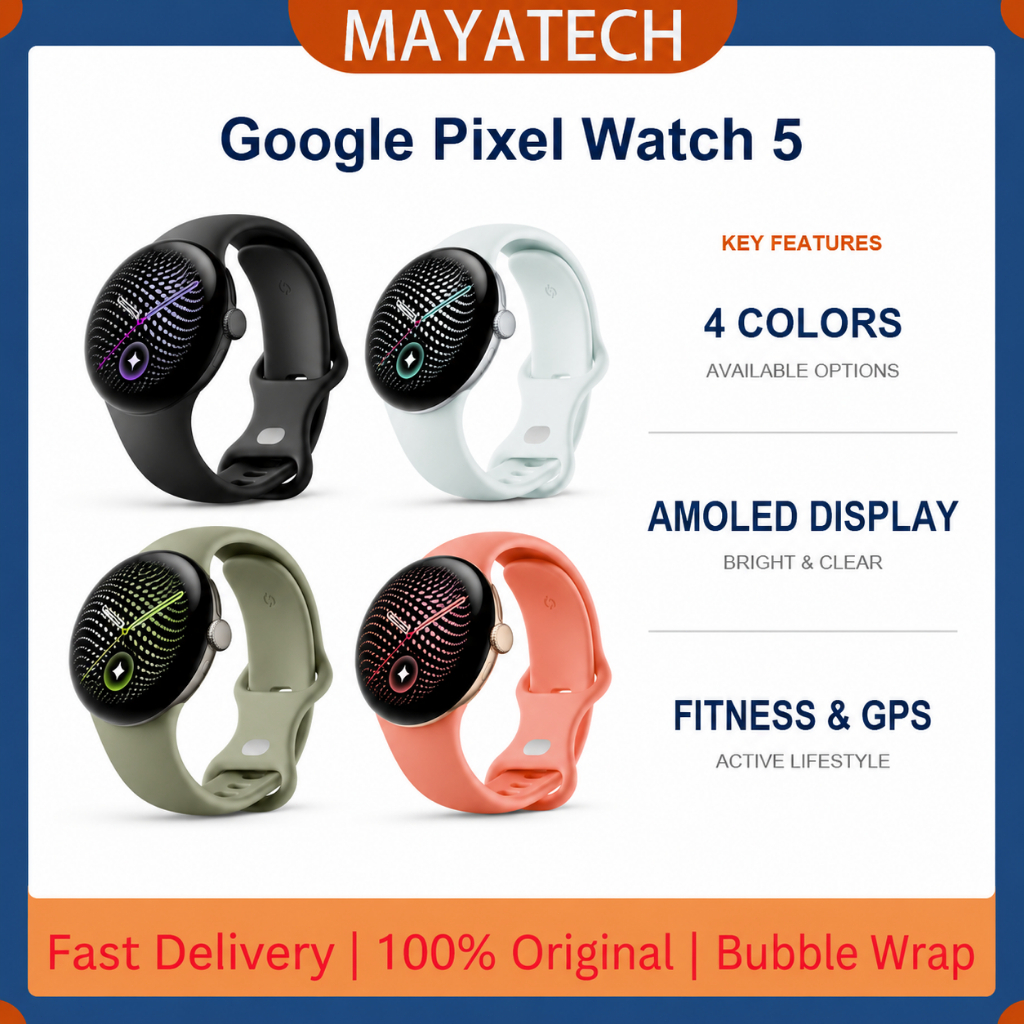 Google Pixel Watch 5 Smart Watch Gemini AI Heart Rate Monitor GPS Sports AMOLED Waterproof Fitness Tracker