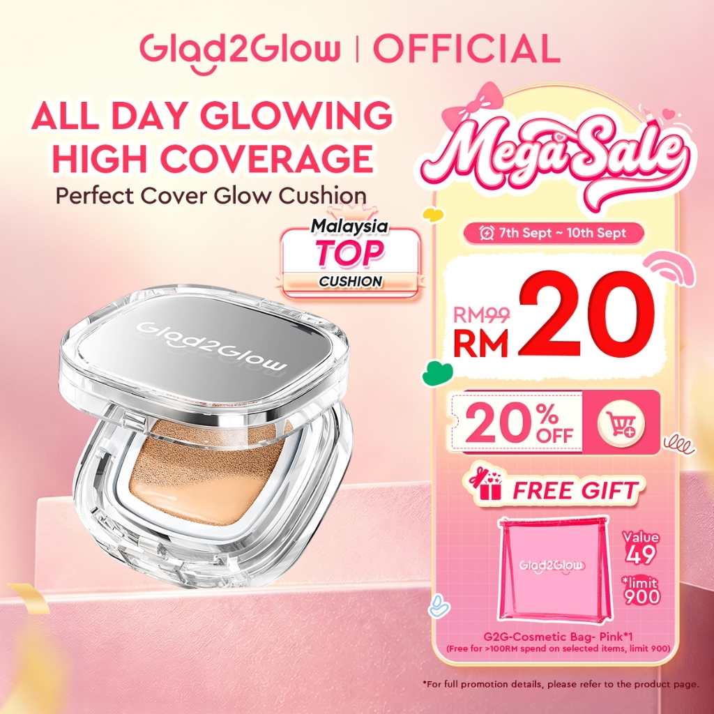 [Live Extra]Glad2Glow Perfect Glow Cover Cushion Foundation Full Coverage Glowing Finish Glass Makeup Lightweight