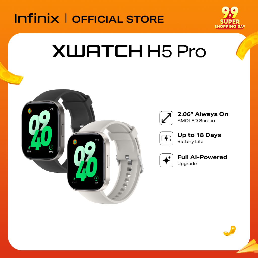 [NEW] Infinix XWATCH H5 Pro AMOLED Smart Watch | Bluetooth Calling | 18 Days Battery