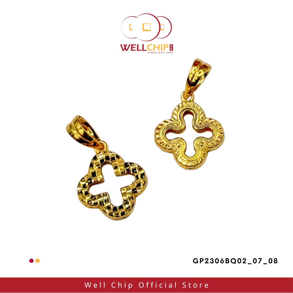 Loket Emas 916 Original | Pendant Emas 916 | Clover Shaped 916 Gold Pendant | Emas 916 | Kedai Emas WELL CHIP