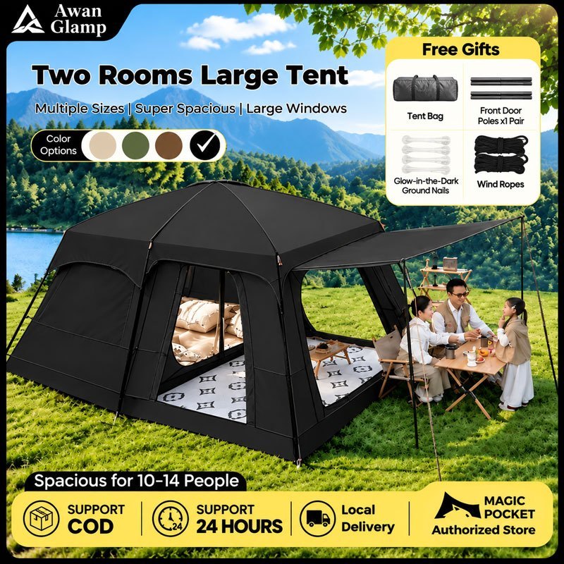 khemah unta Camping Tent 4-6-9-14 Person Large Family Tent Foldable Waterproof Kemah Outdoor tent