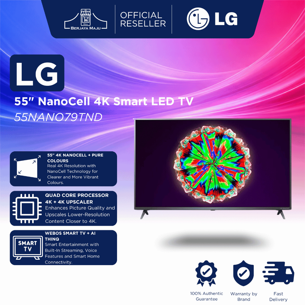 LG 55" NanoCell 4K Smart LED TV 55NANO79TND | Smart TV HDR UHD Google Televisyen Pintar 智能电视 超高清 Original Official 正品