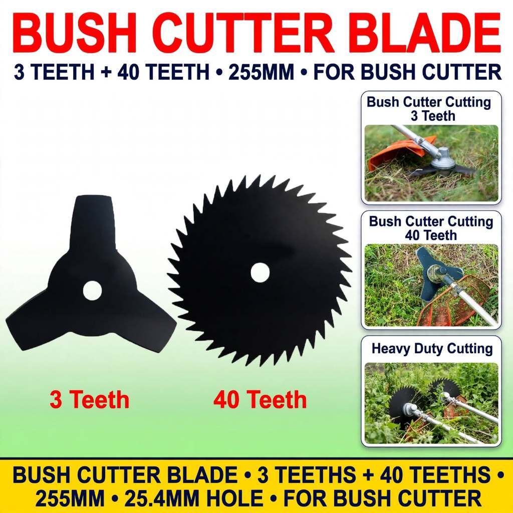 Bush cutting blade 10" x 3 teeth and 10" x 40 teeth mata potong mesin rumput bulat