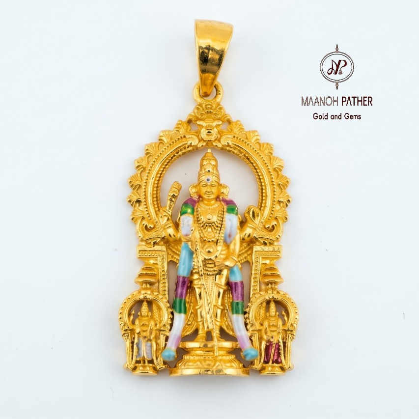 7.88GM-916 3D MURUGAN PENDANT-916 PENDANT-916 INDIAN 3D MURUGAN PENDANT-916 GOLD 3D MURUGAN PENDANT LOKET-MAANOH PATHER