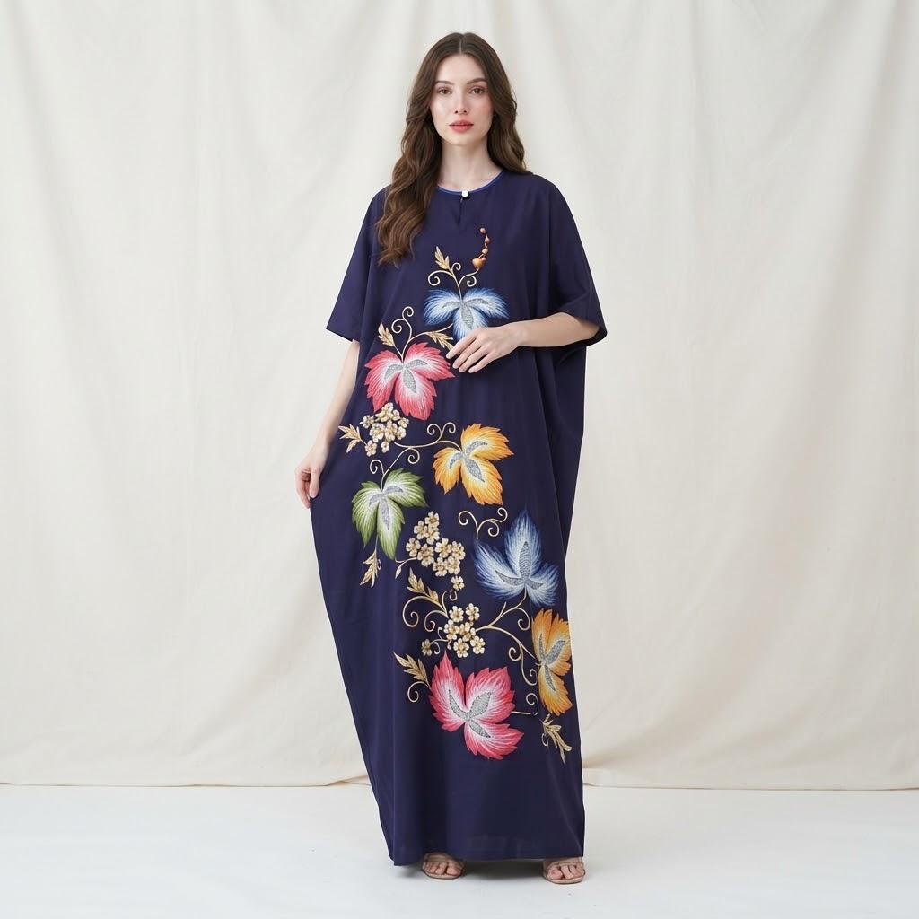 Kaftan Cotton dan Rayon Sejuk Baju Tidur Kelawar Batik Terengganu Free Size Plus Size
