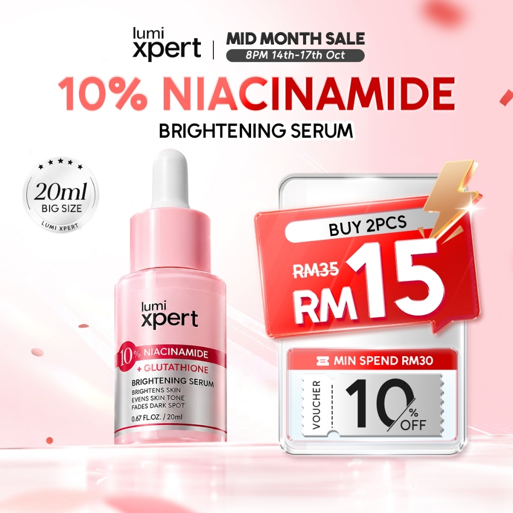 Lumixpert 10% Niacinamide Brightening Serum 20ml Glowing Essence Even Out Skin Tone Improve Dullness Whitening Skincare