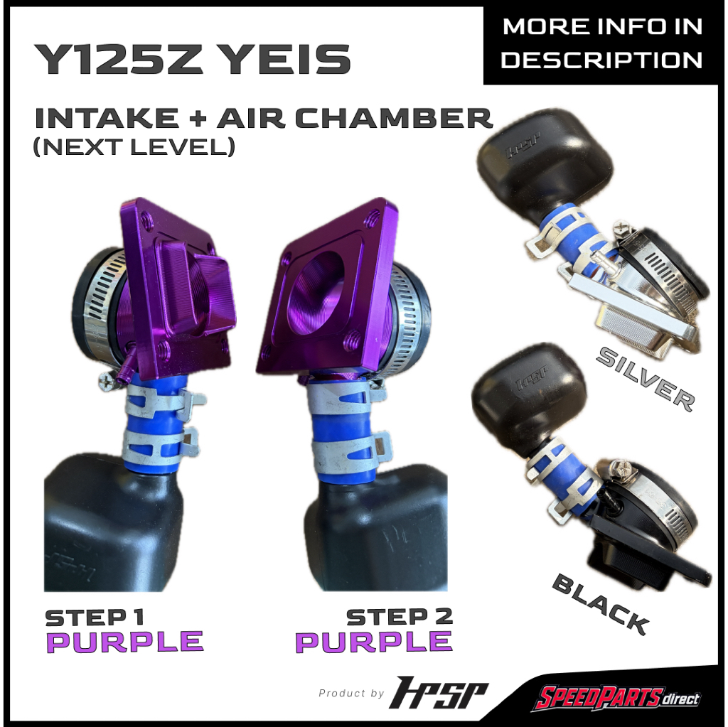 HPSP RACING Y125Z YEIS ALLOY CNC INTAKE (NEXT LEVEL) PURPLE SILVER BLACK STEP 1 STEP 2