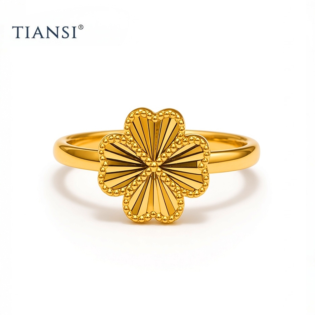 TIANSI 916 (22K) Gold 5D Clover Ring | Emas 916 Daun Semanggi | 916黄金时尚戒指
