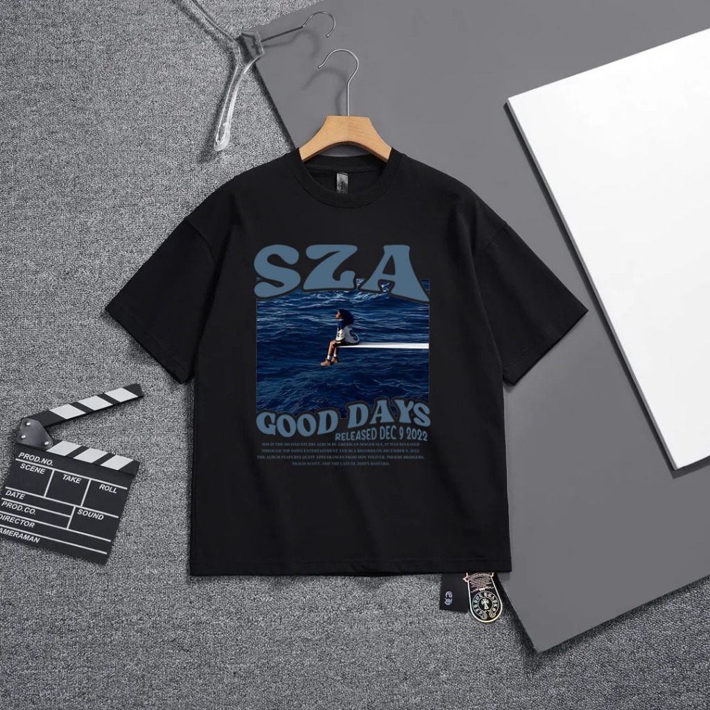 Interesting letter seaside print Korean-style original T-shirt for women, new summer short sleeve design.