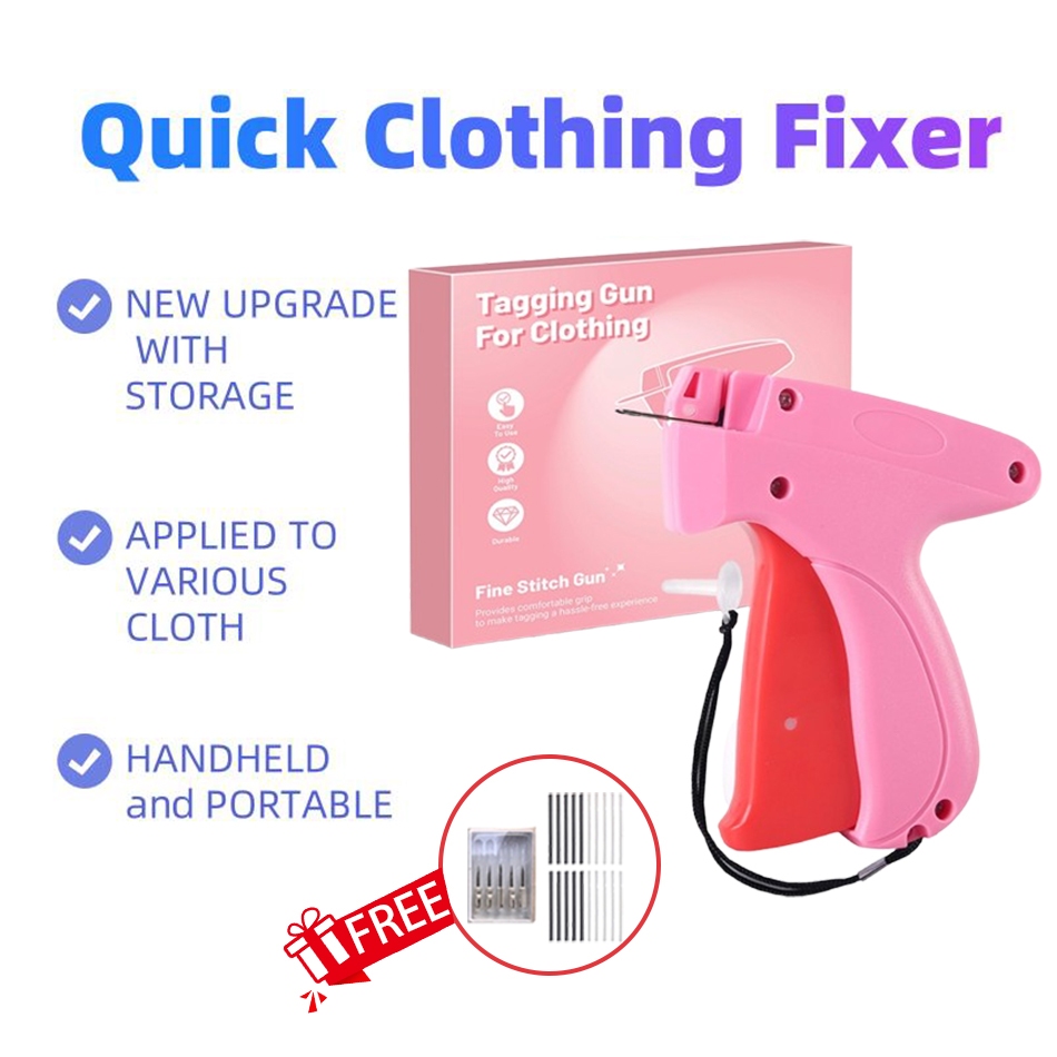Quick Clothing Fixer Micro Stitch Gun Sewing Kit for Hijab Brooch Bullet 5 Needles and 500Pcs 8mm Pins FRJ020 微型縫紉槍 修補