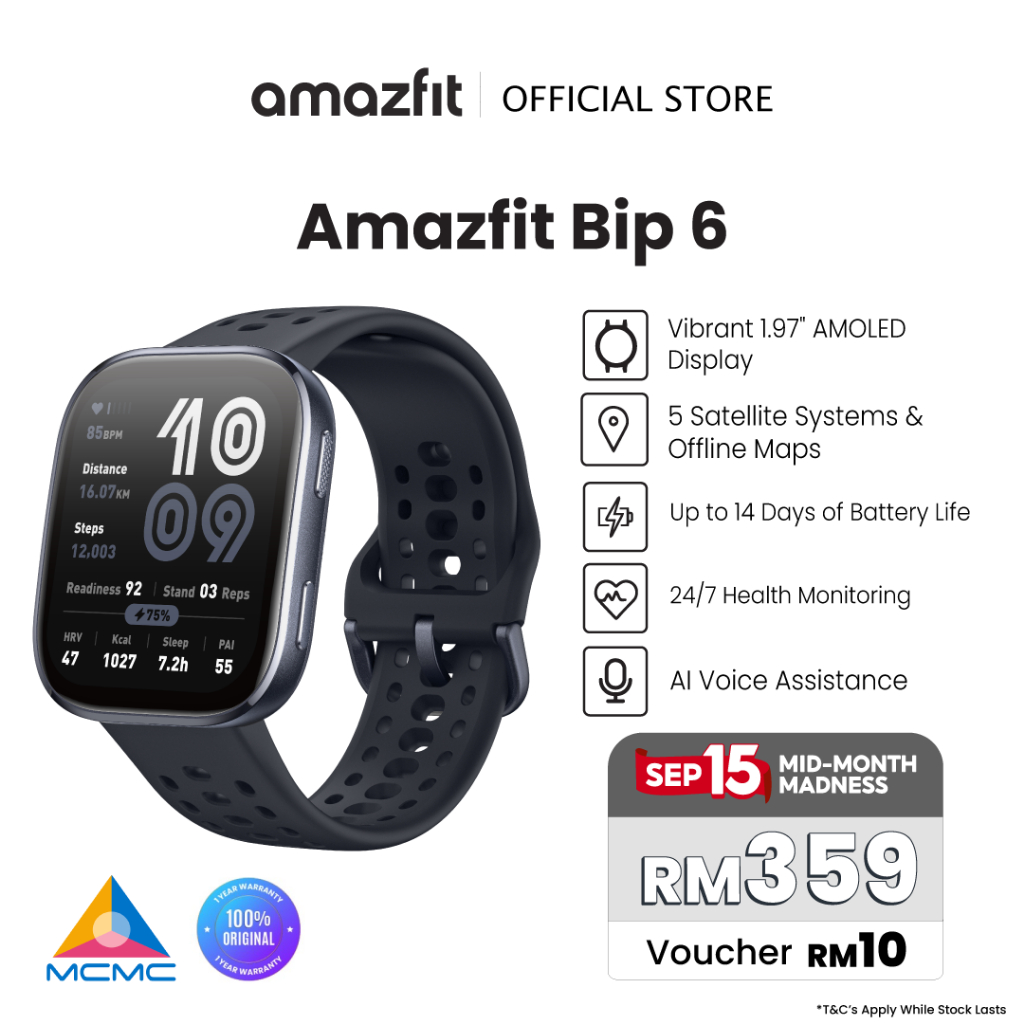 Amazfit Bip 6 Smart Watch 46mm with Outdoor Offline Maps and Navigation, Fitness Tracker Support 140+ Workout Modes