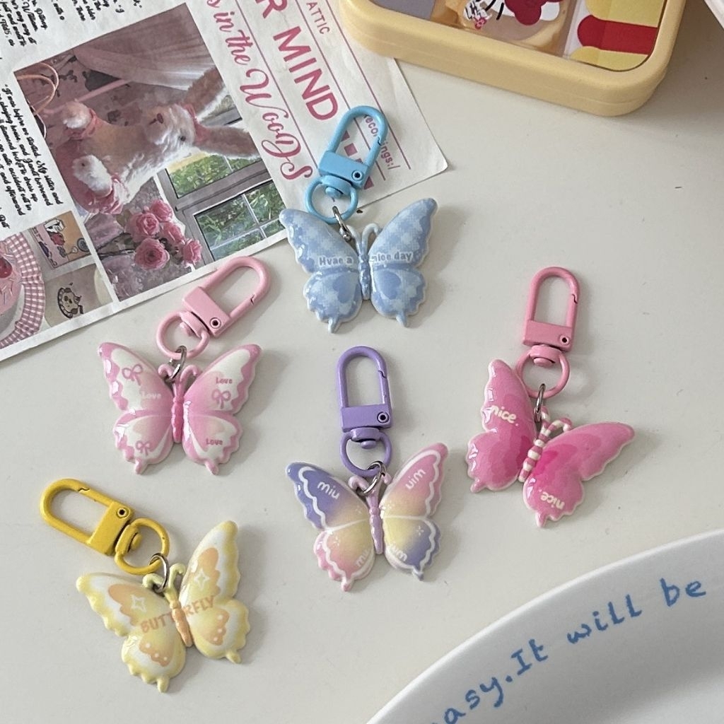 Cute Mini Butterfly efly Keychain, Bagpack Pencil Box Keychain, Comel Rama-Rama Rantai, 迷你蝴蝶钥匙扣