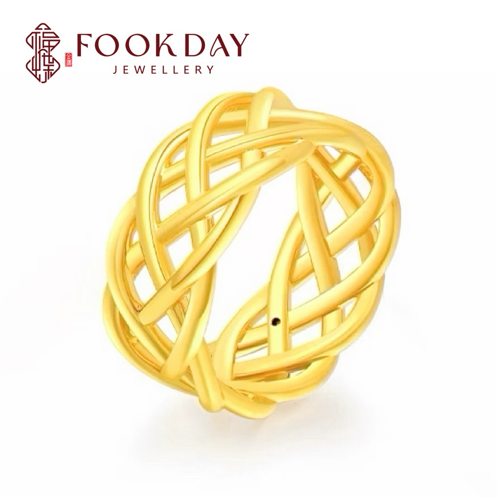 FOOKDAY 916 5D Gold Hollow Rapunzel Ring Emas 916 Cincin Rapunzel Istimewa Bajet Hadiah 黄金916网纹戒指