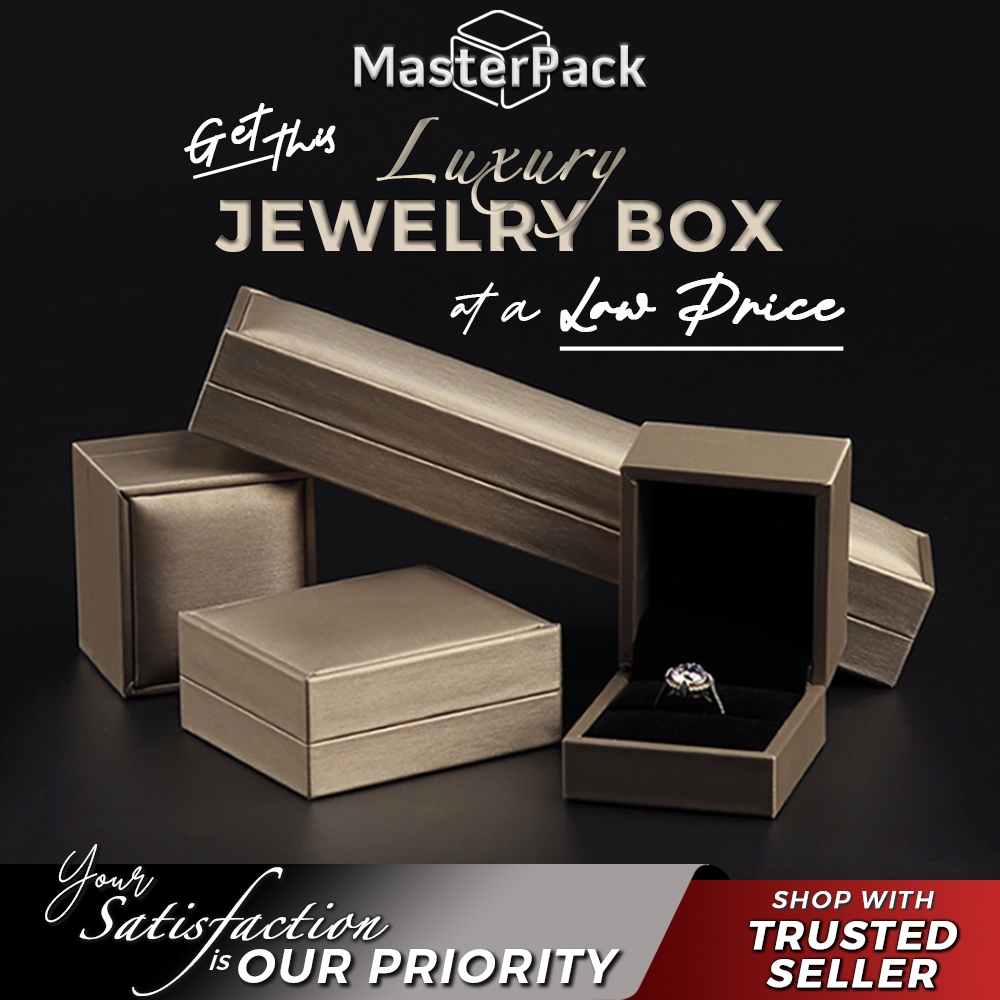 Jewellery box Luxury PU Jewelry Storage Box for Ring, Earrings, Pendant, Bracelet, Bangle & Necklace Kotak Emas Murah