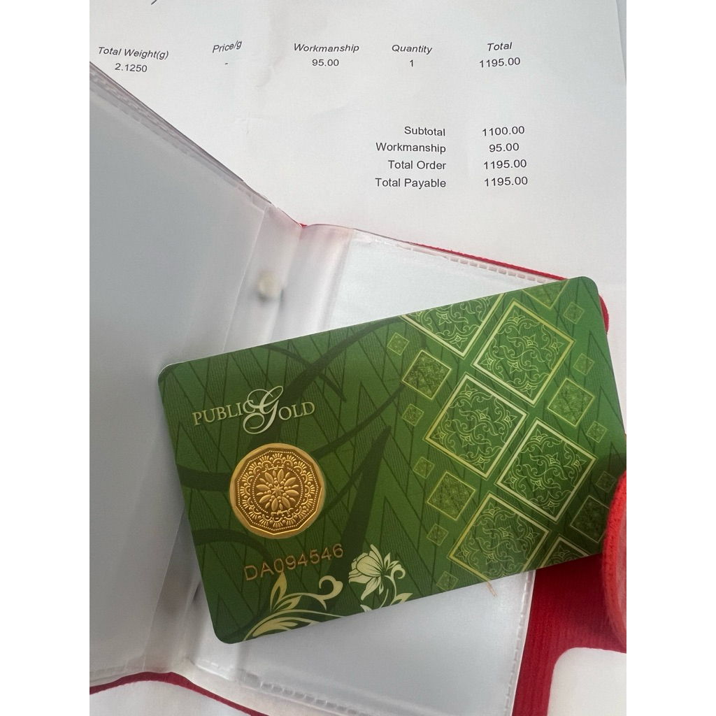 USED ITEM LIKE NEW RANTAI LEHER/GOLD BAR EMAS TULEN 916/999