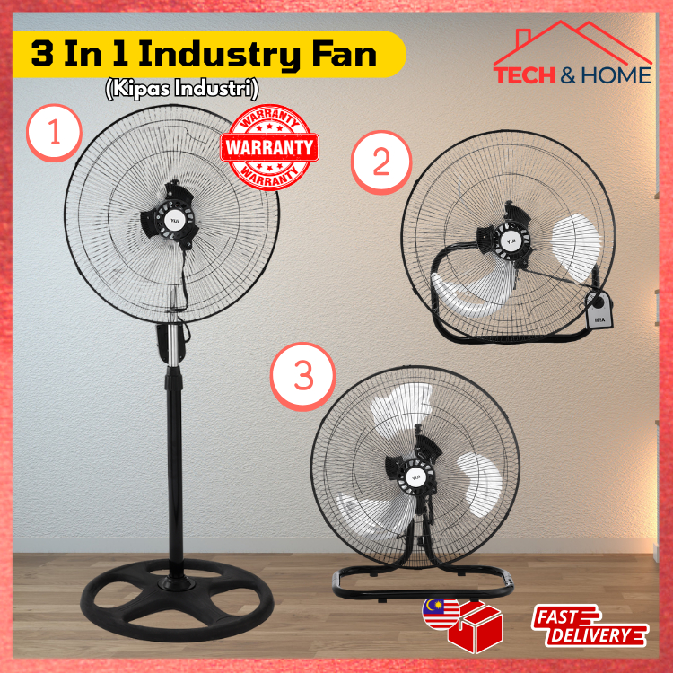18 Inch 3 In 1 Kipas Industri 60W 3 Blade Industrial Fan Copper Wire Motor Heavy Fan Stand Fan Wall Fan 工业风扇