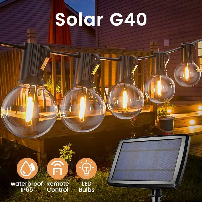 Solar lights G40/Plug in G40 Solar string lights Waterproof IP65 LED Lampu Solar Bulbs christmas lights led bulb