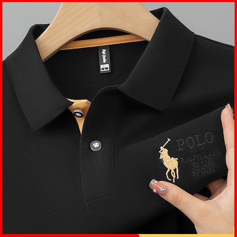 Sulaman berkualiti tinggi sukan lelaki POLO baju lengan pendek T-shirt lapel golf perniagaan kasual baju M-3XL