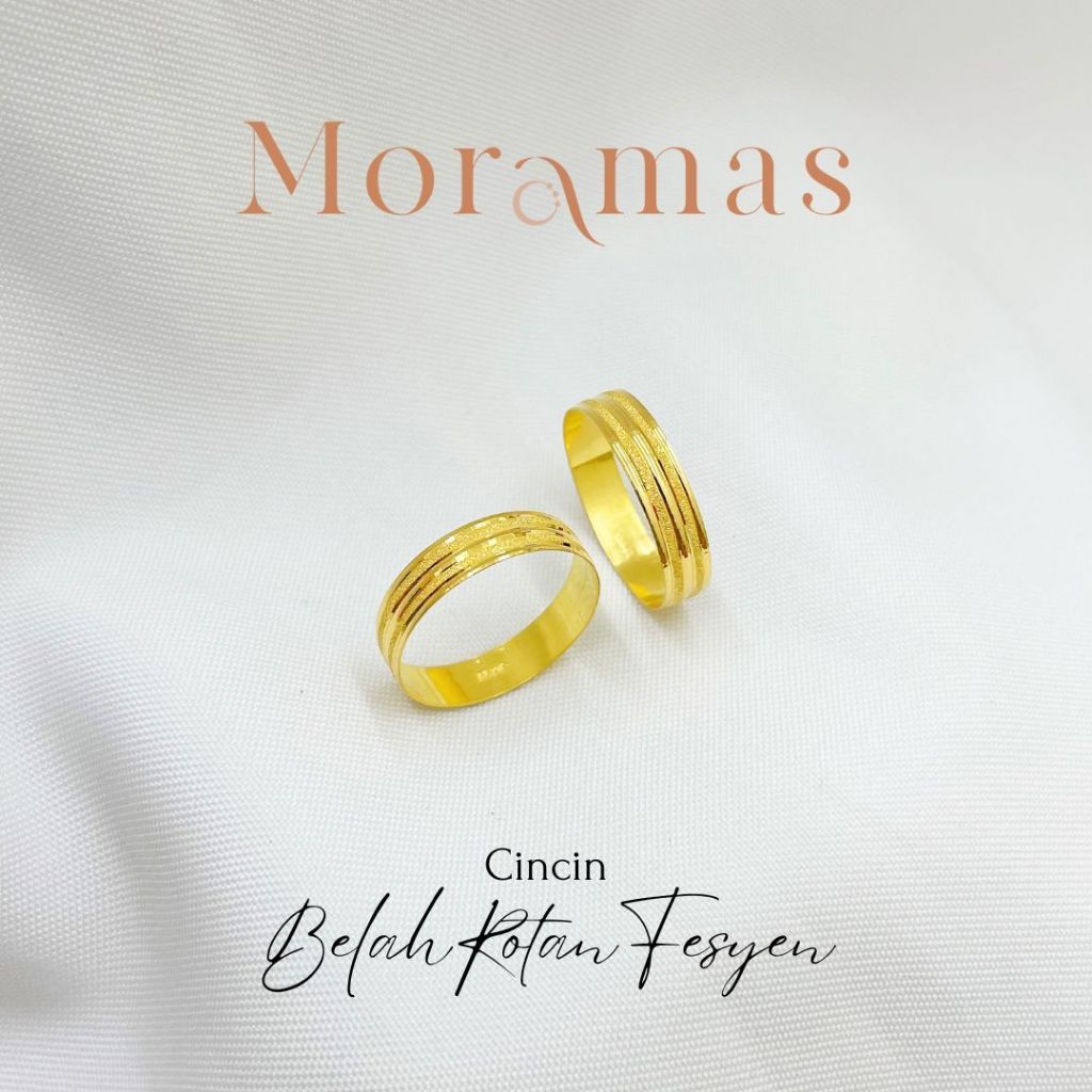 Moramas LINED Bond Ring 916 Gold/ Cincin Belah Rotan GARIS Emas 916/ 圆型线条戒子916金 #Couple Ring