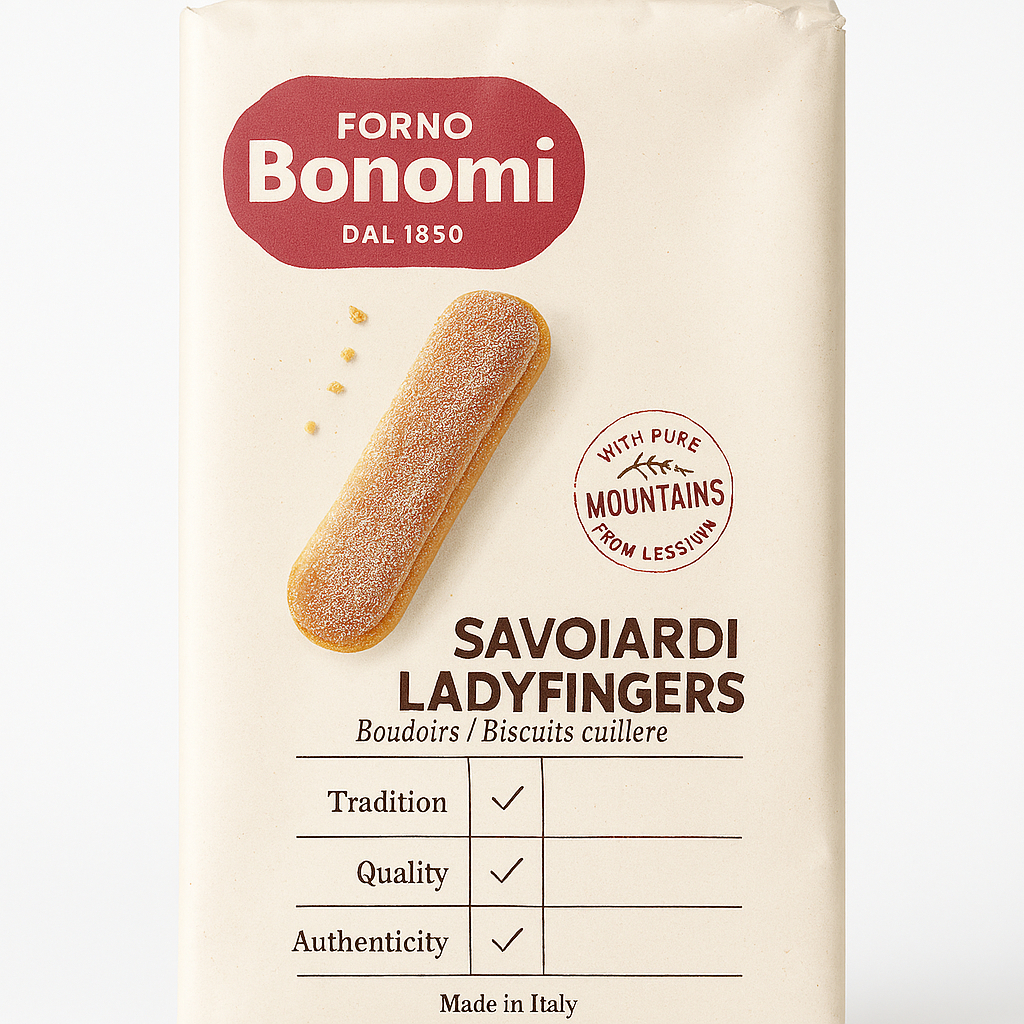 ** HALAL ** Bonomi Savoiardi Ladyfingers – Italian Tiramisu Biscuits, 400G