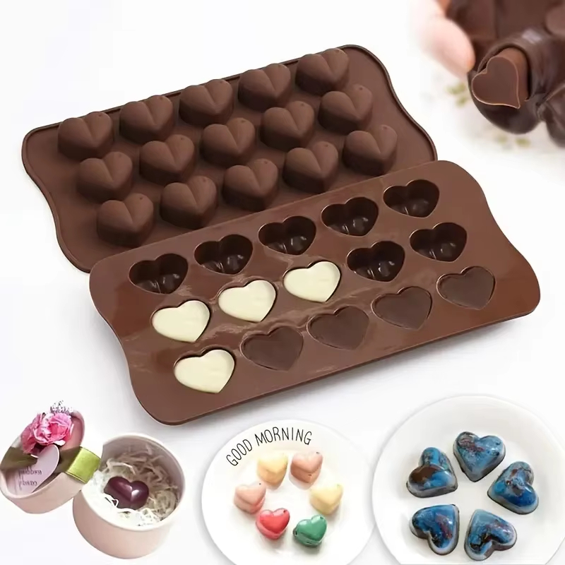 Heart Shaped Silicone Mold with 15 Cavities | Multi-Use Mold for Valentine Chocolate, Candy & Desser