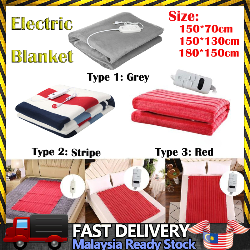【Ready Stock】Large blanket 220V Electric Heating Blanket Flannel Soft Winter Warming Warm Heated Pad Home New