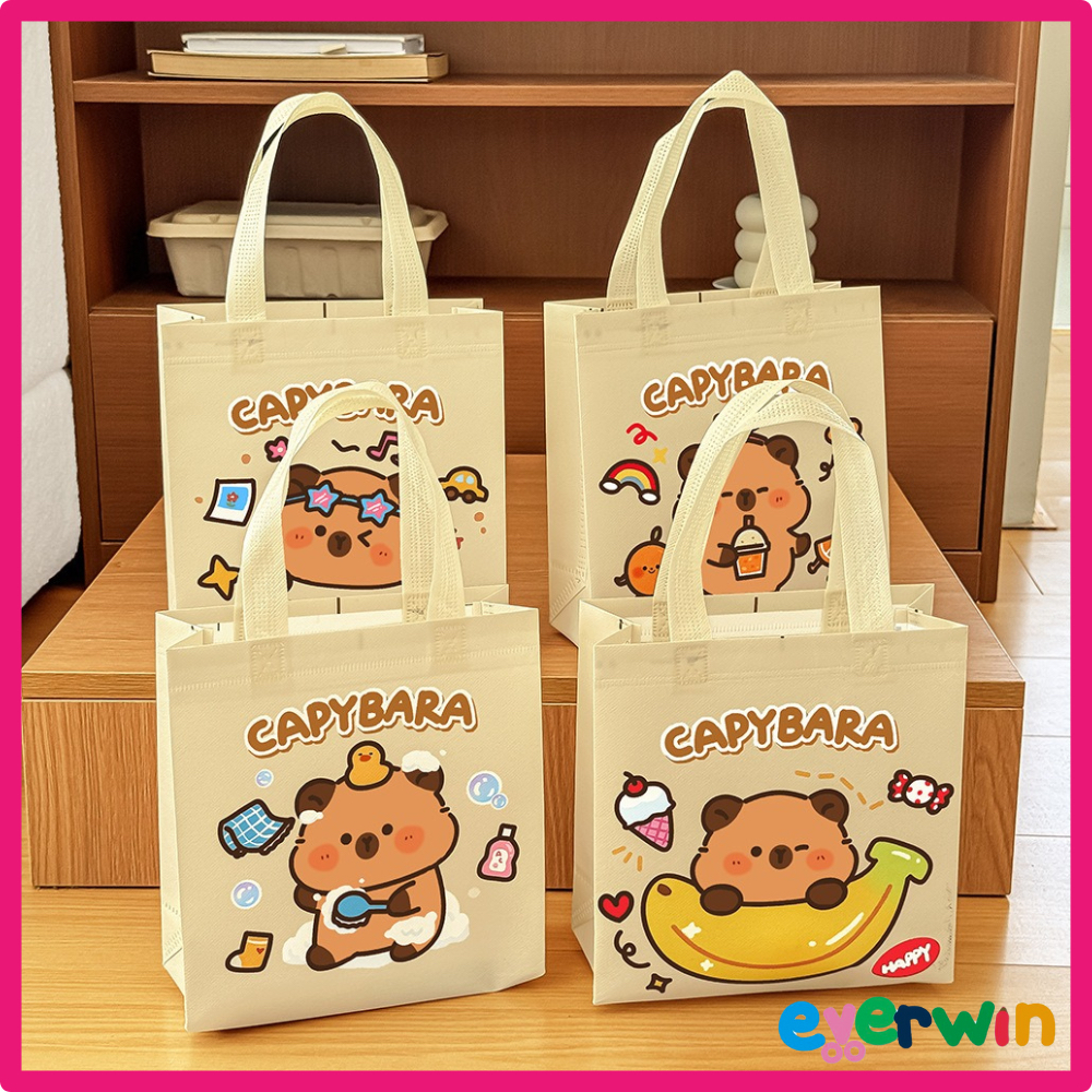 【EWW】Capybara Tote Bag Kawaii Cute Cartoon Eco Bag Reusable Handbag for Shopping, School & Gifts