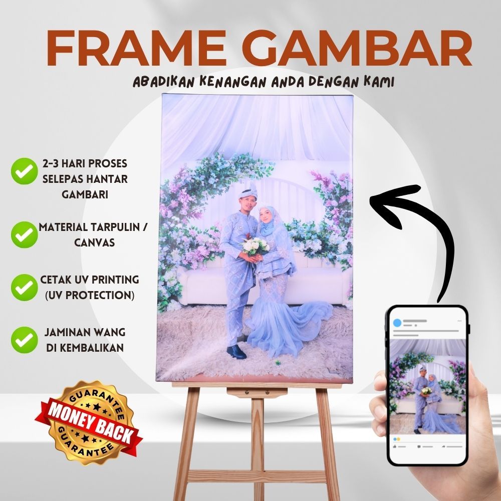 Frame Gambar Canvas Custom Siap Frame – Kahwin, Family & Couple | Material Canvas Premium Tahan Lama