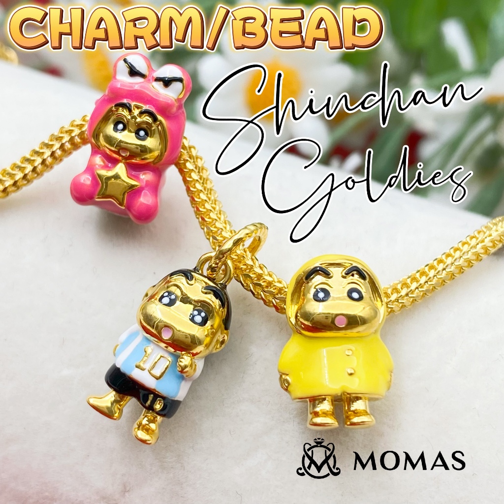 Bead/Charm Shinchan Goldies Enamel Bajet 5D Emas 916 Beads Alphabets 3D Bead Enamel Emas 916 Charms 916