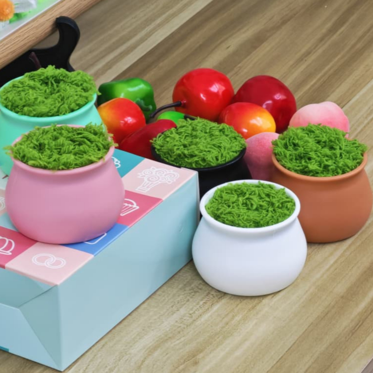 Colourful Small flower pot/vase mini frame woven hook pot holder anti-fall plastic small white hook flower with grass
